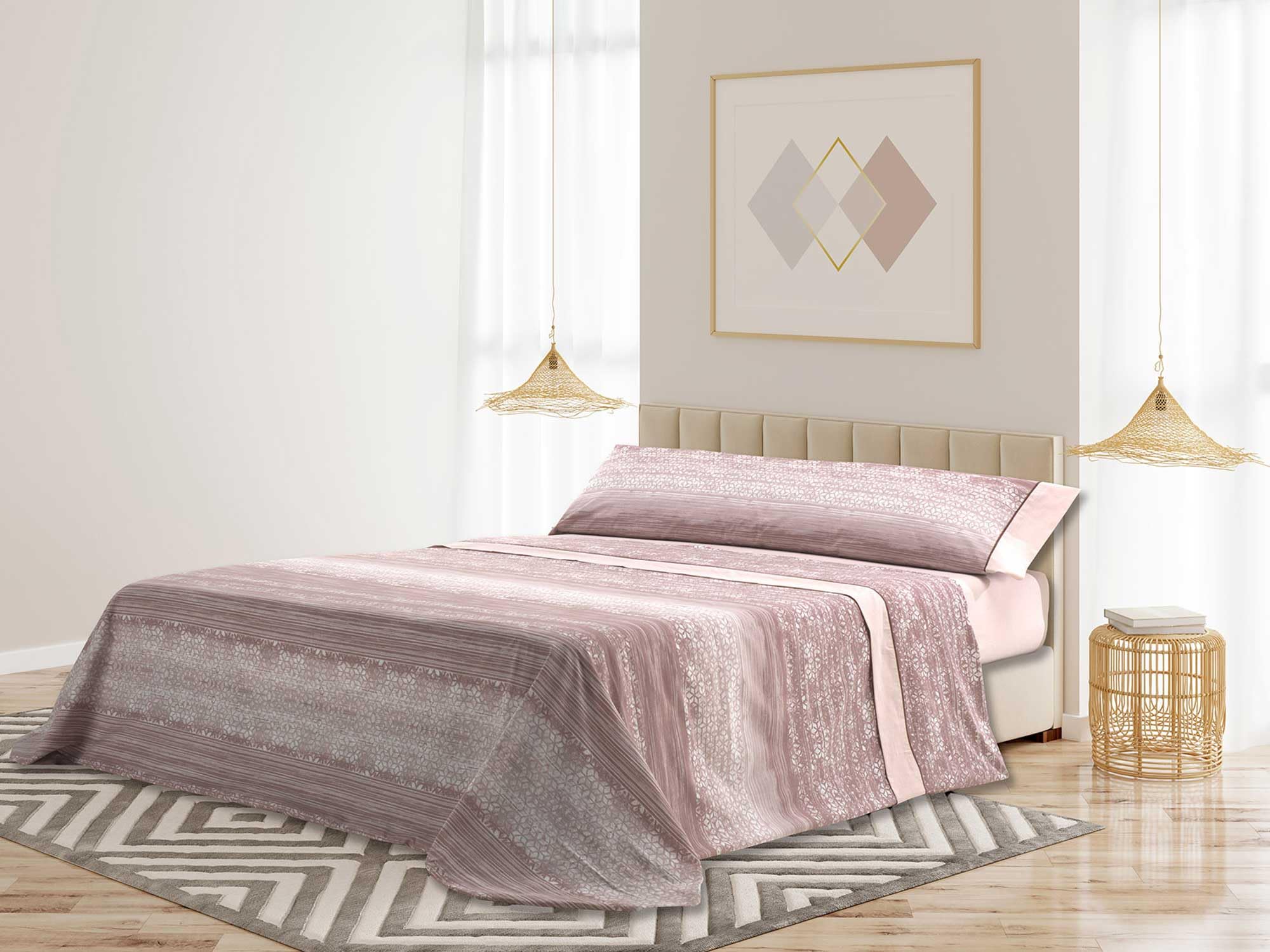 Mantas Mora - Set of combined cotton sheets + pillowcases - 3/4 pieces - 144 thread count - interseason pattern - Model M93