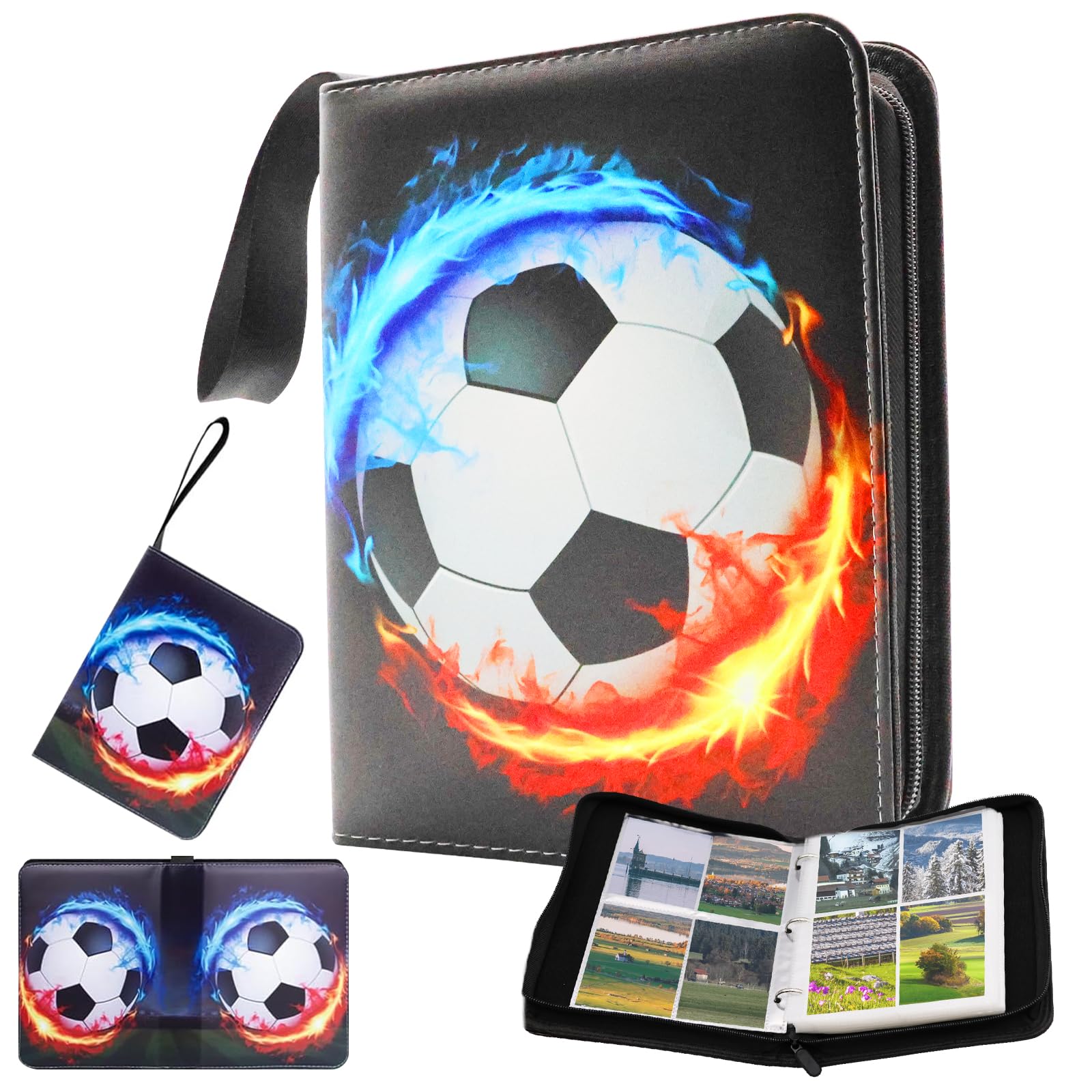 Album raccoglitore per carte di calcio, album di carte da collezione, 50 Pagine, Capacità 400 Carte, supporto per carte da calcio, raccoglitore compatibile con calcio