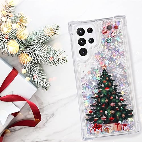 Miniatura 6 de Funda para Galaxy S23 Ultra, Galaxy S23 Ultra Glitter Case Christmas Tree Clear Soft TPU Rubber Bumper Femenino Mujer Linda funda líquida para