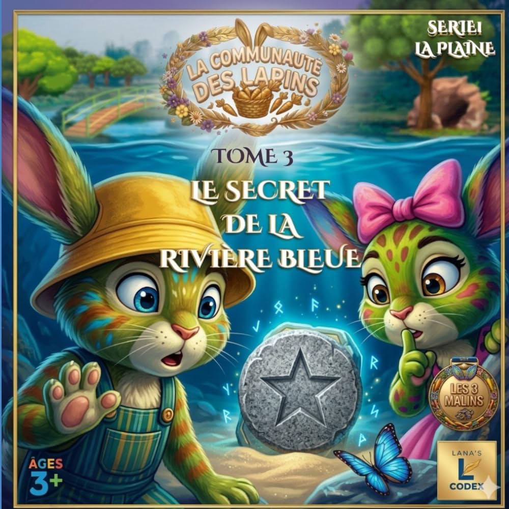 LE SECRET DE LA RIVIERE BLEU - Série 1: La Plaine: Une quête aquatique pour apprendre à protéger la nature tout en s'amusant avec les Trois Malins ! (La Communauté des Lapins)