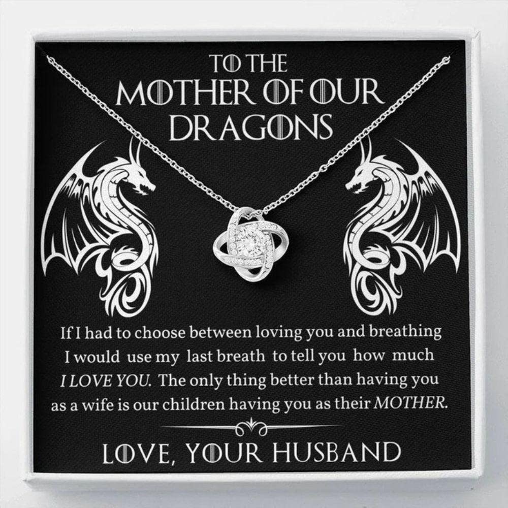 rakva 925 Sterling Silver Gift Wife Necklace, Mother Of Dragons Necklace, To The Mother Of Our Dragons, Mothers Day Necklace Gift For Wife