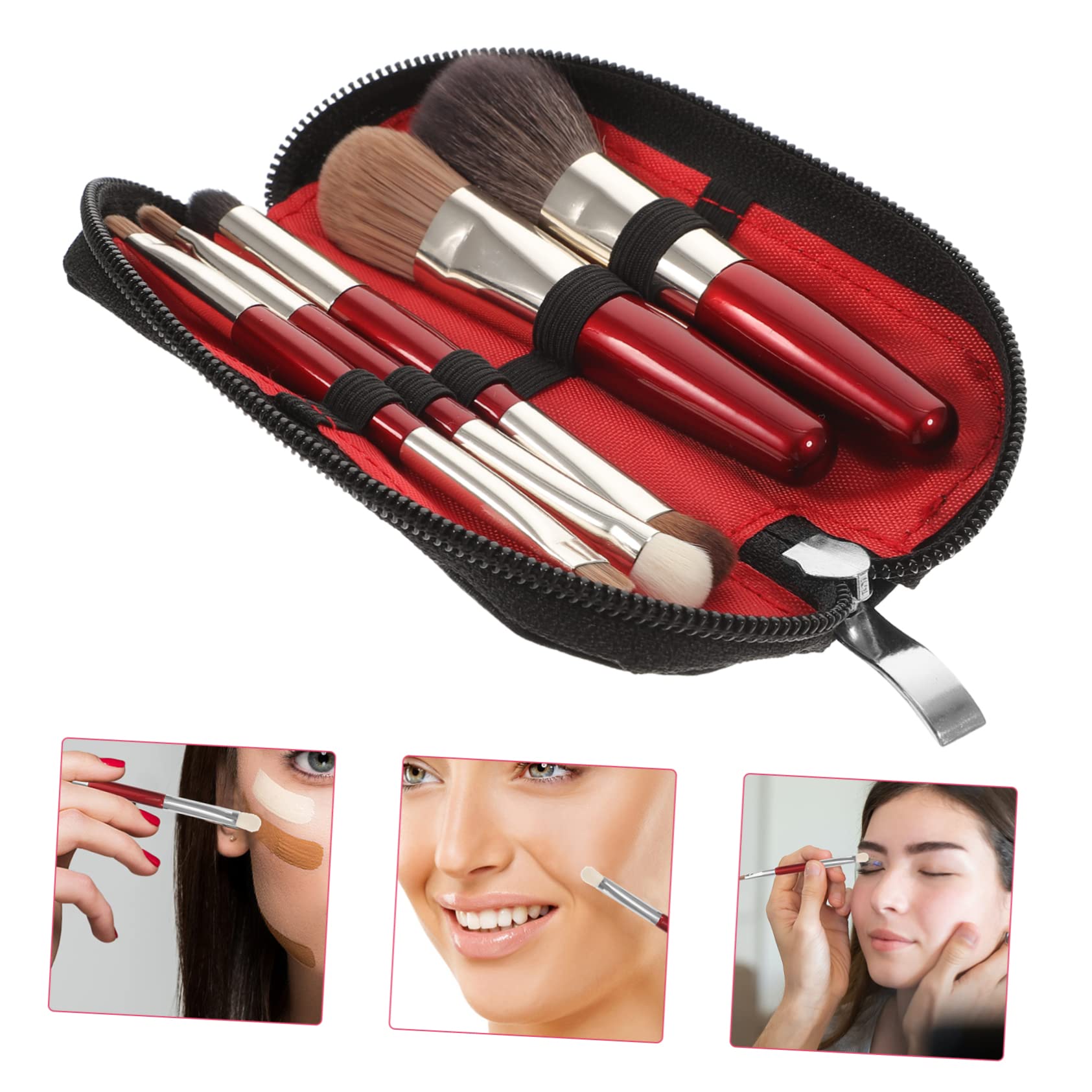 MAGICLULU 2 Sets Make Up Pinsel Mit Tasche Mädchen Kosmetikpinsel Stoff Tragbar