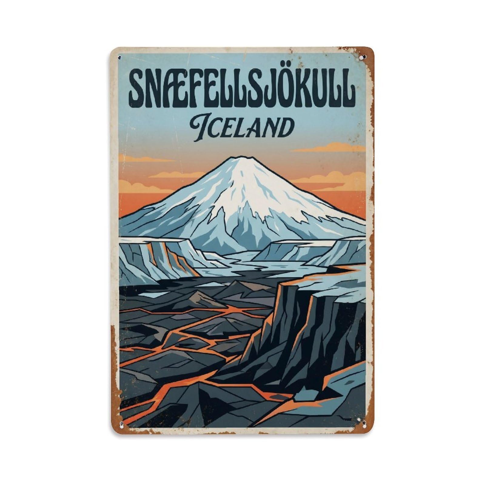 Vintage Travel Snaefellsjokull Iceland Glacier（1） Metal Tin Sign