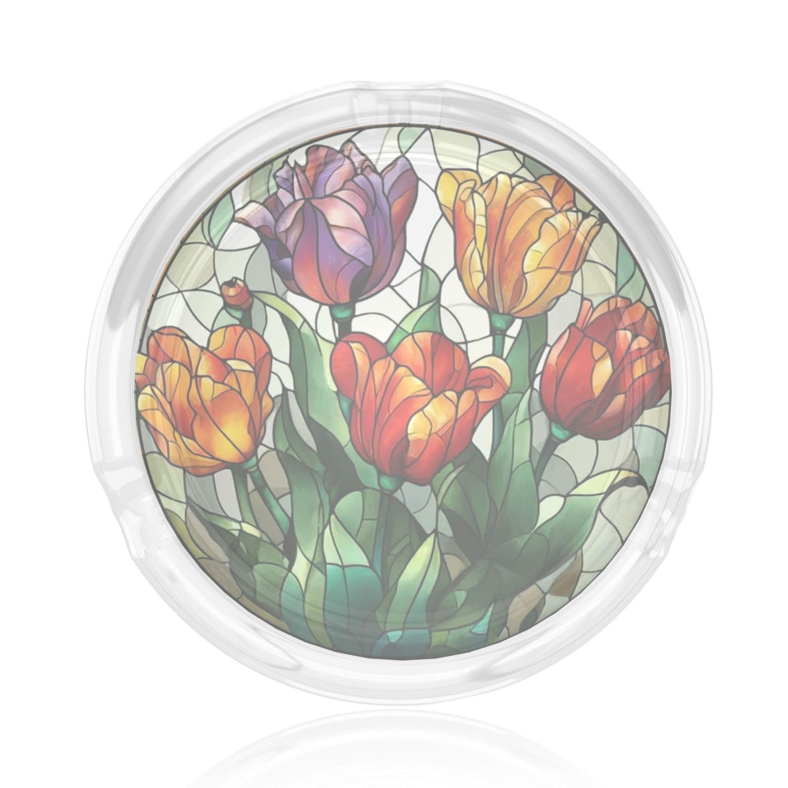 Stained Glass Tulips Watercolor Glass Ashtray For Cigarettes Ash Trays Case For Home Office Decor