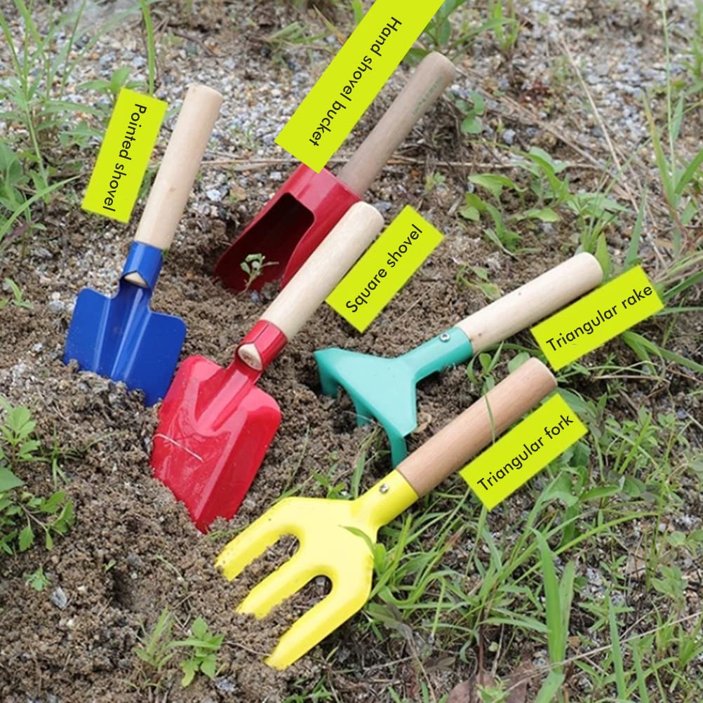 Set da Giardinaggio per Bambini, 5 Pezzi Set di Attrezzi da Giardinaggio per Bambini Piante da Esterno Attrezzi Fai da Te Kit di Attrezzi per Piantare Il Giardino per Bambini