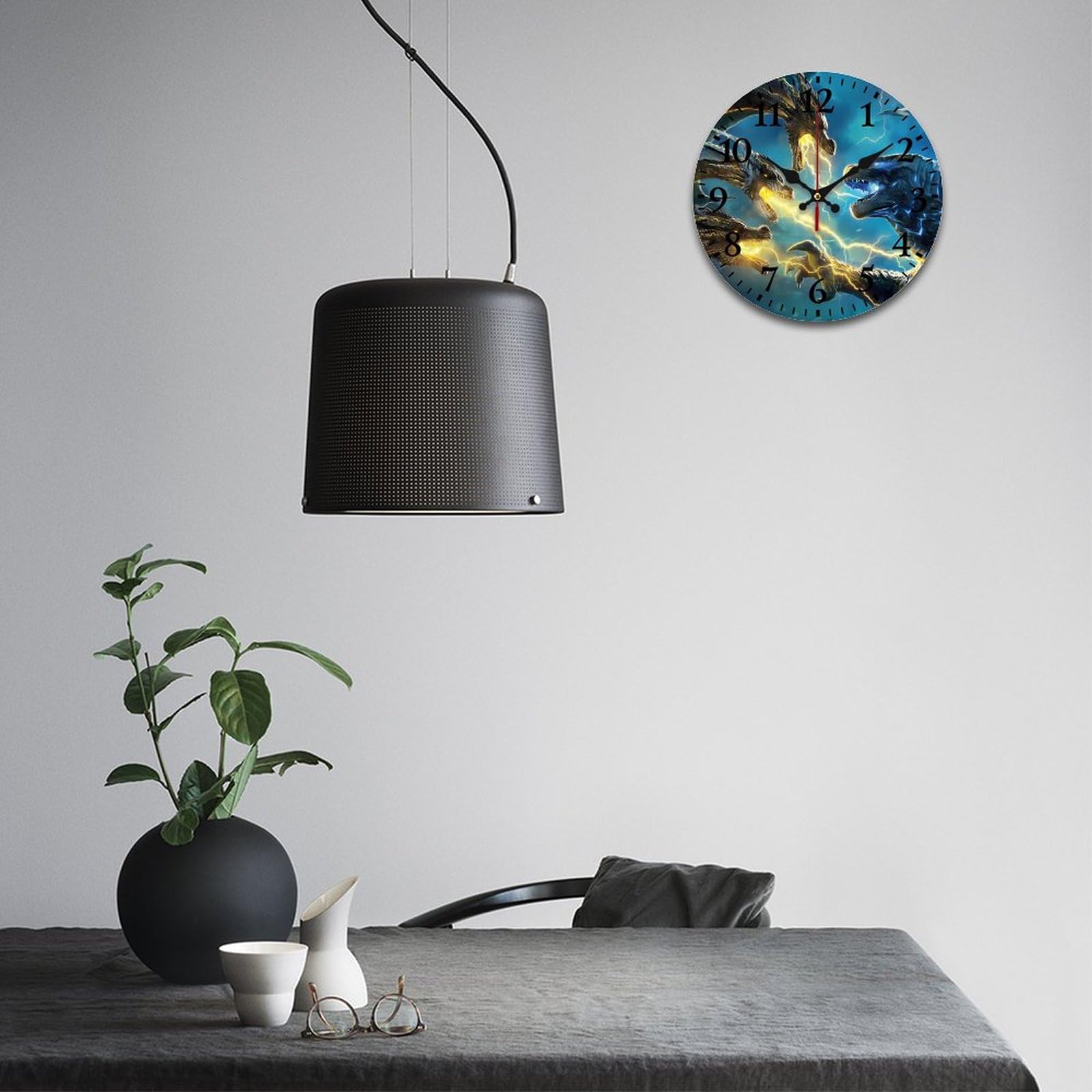 Amazon.co.jp: ゴジラ 掛け時計 PVC壁掛け時計 静音 連続秒針 壁掛け