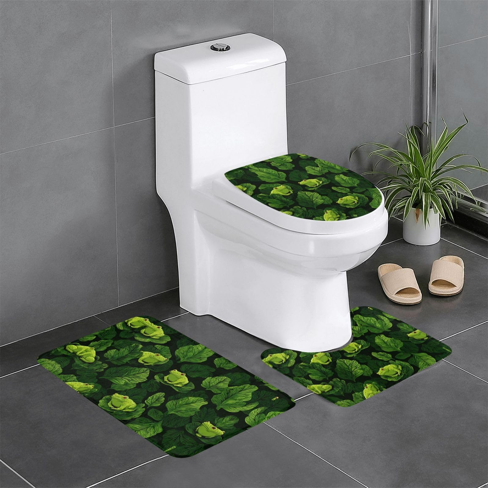 Tapis de salle de bain antidérapant pour WC et coiffeuse ambiance nature