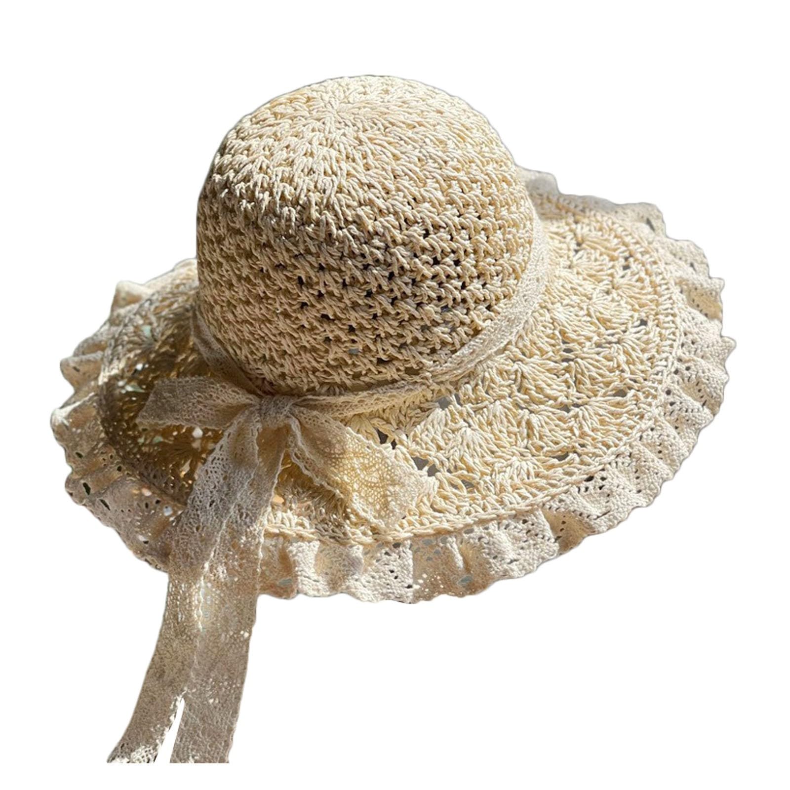 Fulidngzg Sombrero Pescador Mujer Sombrero Mujer Sombrero Playa Protección UV Personalizado Pamelas De Playa Al Aire Libre Sombrero Paja Elegante Sombrero Mujer Protección Sol Sombrero Paja Mujer ala Ancha