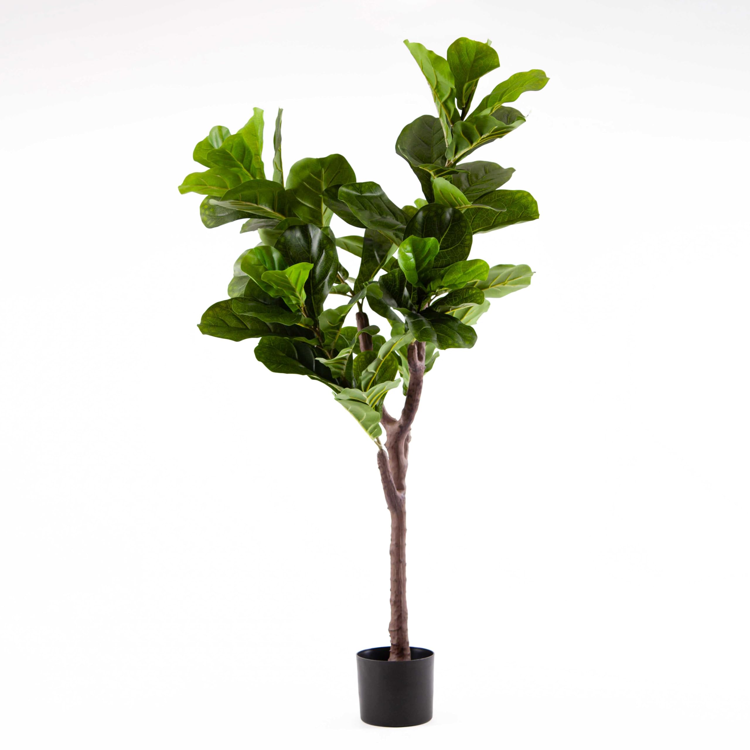 Pianta Artificiale Ficus Lyrata Alta 125 cm, Pianta Decorativa in PE Realistica per Soggiorno Ingresso Sala da Pranzo, Accessorio Verde Senza Cura