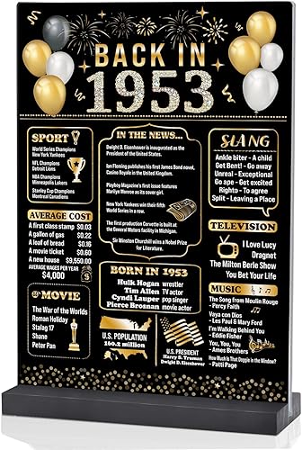 Miniatura 1 de Decoración de fiesta de cumpleaños número 70, carteles de mesa de acrílico grandes, fiesta de cumpleaños de los años 70, póster decorativo negro y