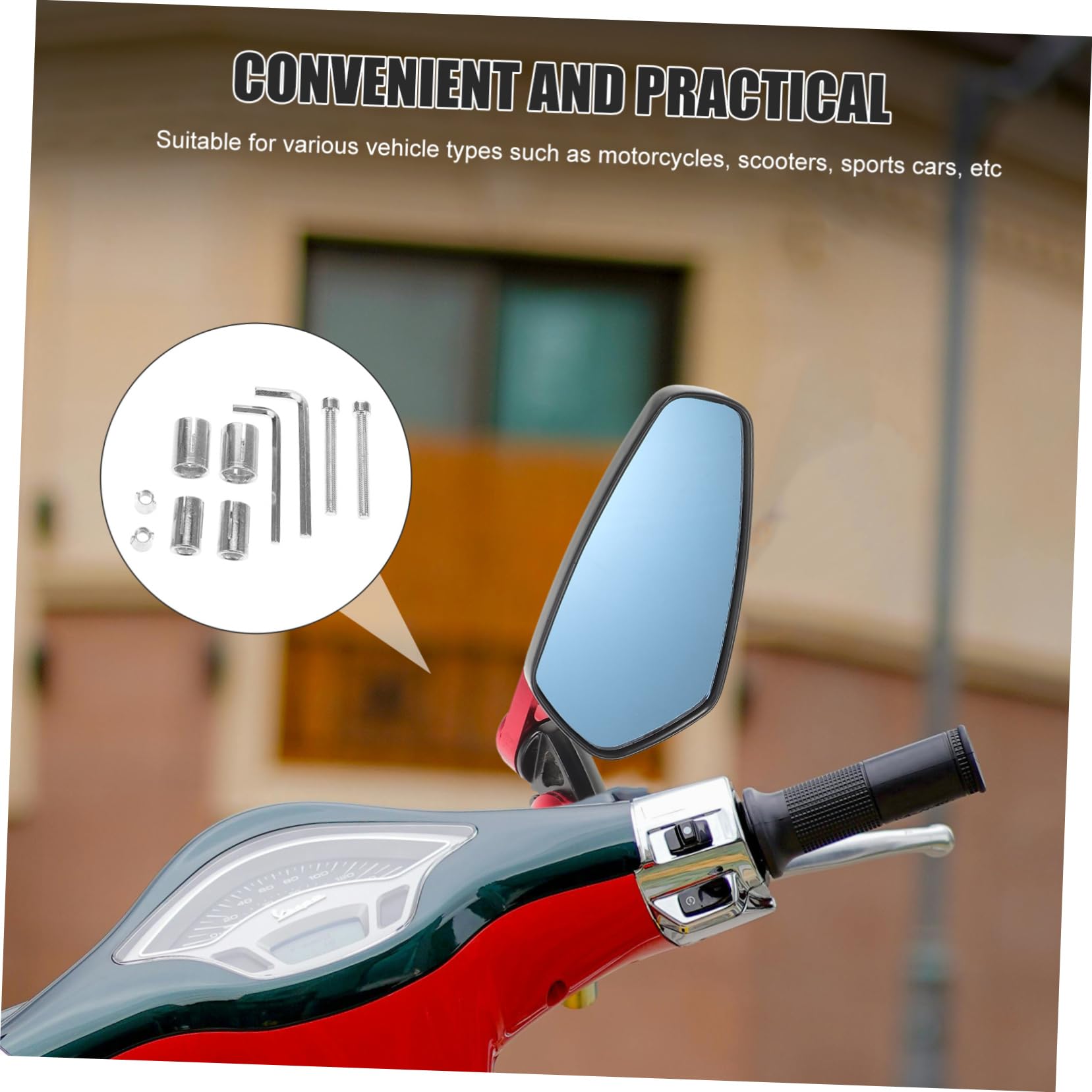 PRETYZOOM Specchietto Retrovisore Visibilità Migliorata per Motocicletta e Scooter, Lega di Alluminio, Angolo Regolabile, per Manubrio 22mm