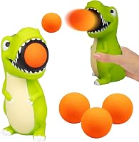 Hog Wild T-Rex Ball Popper Toy - Air-Powered Foam Launcher Shoots 20 Feet with 4 Soft Balls, Safe Indoor/Outdoor Fun for Kids Ages 5+