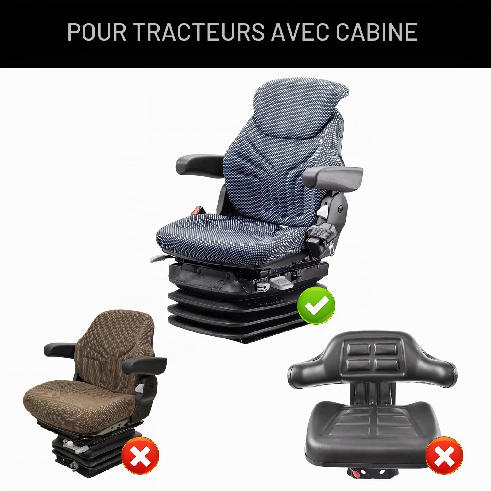 RASHION Housse de Siège Universelle Robuste pour Tracteurs à Armoire | Housse de Siège pour Chariot Élévateur avec Appui-tête
