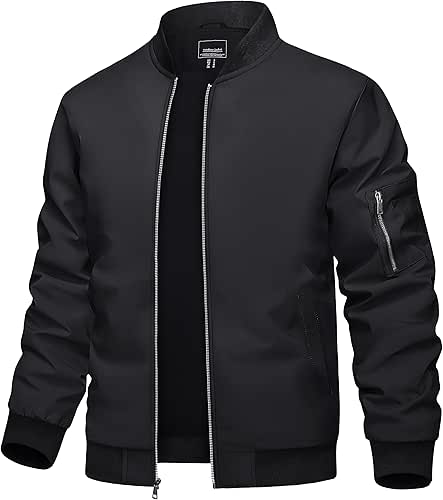 TACVASEN Men's Bomber Jacket Lightweight Casual Spring Fall Windbreaker Zip
