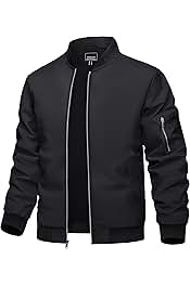 Men's Bomber Jacket Lightweight Casual Spring Fall Windbreaker Zip Up Coat with Pocket