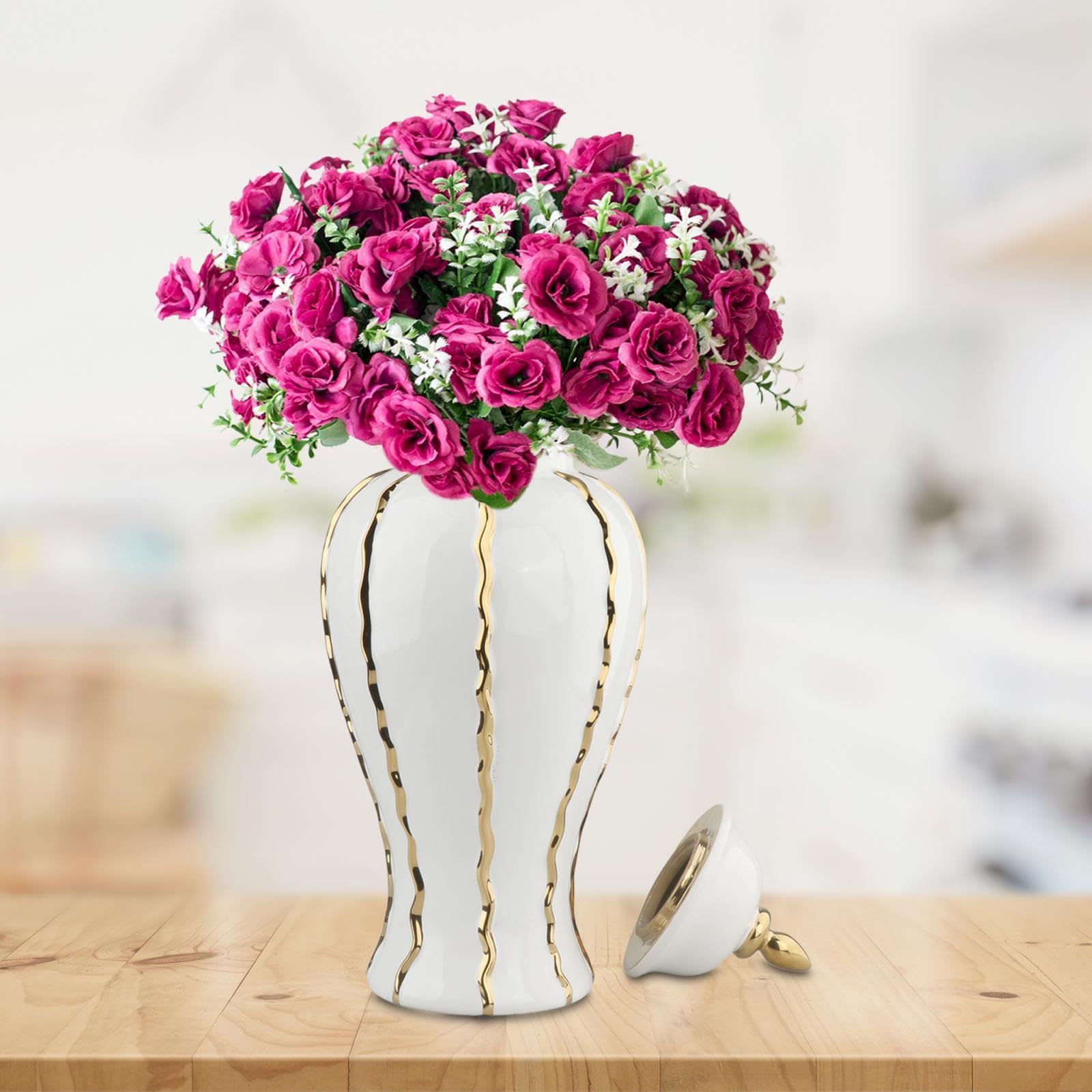 predolo Porzellan-Ingwerglas mit Deckel, Keramikvase, dekoratives Glas, Tempelglas für Hochzeiten, Partys, Zuhause, B