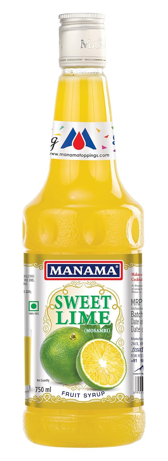 Manama Sweet Lime Syrup (Mosambi) Juice, Mixer for Mocktails, Cocktails
