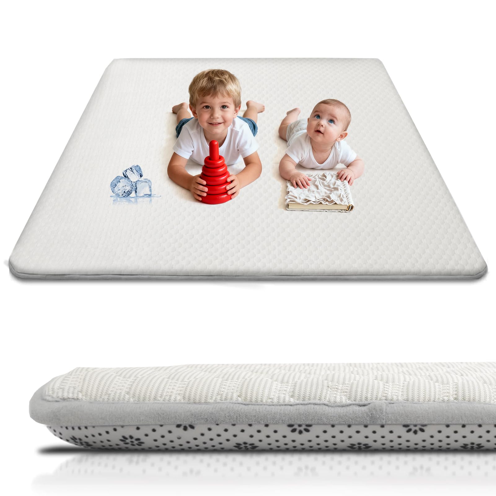 Kühlende Baby Krabbelmatte 150x200cm Rutschfeste Kinderzimmer Spielmatte | 3cm Dicke rutschfeste Spielmatte für Baby rollbar Weiche teppich für Wohnzimmer, Geschenk Geburtstag Ostern