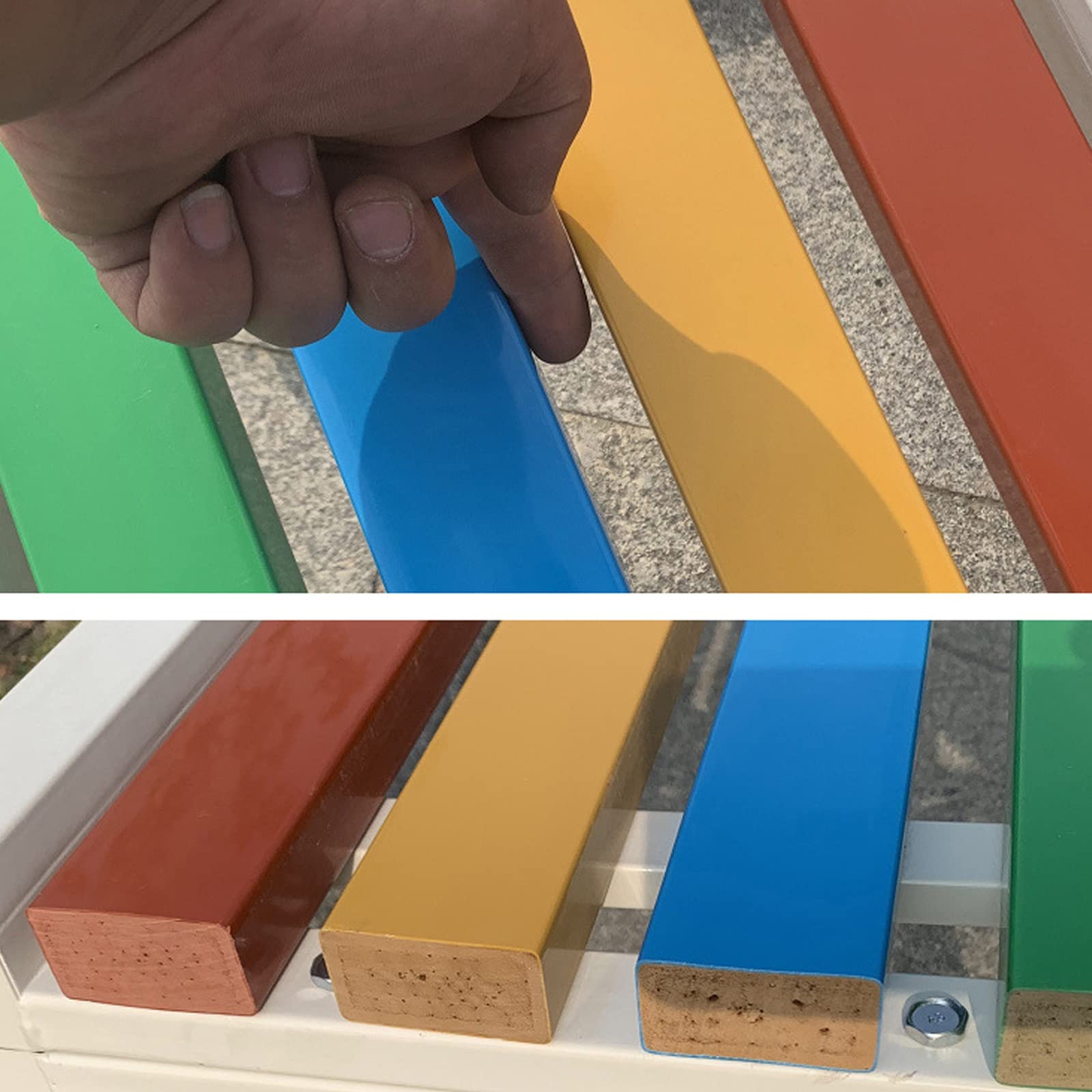 Banco de jardín de metal resistente a la intemperie, asiento de hierro fundido de 120 cm para patio, porche y patio, banco de parque Slish (color: A)