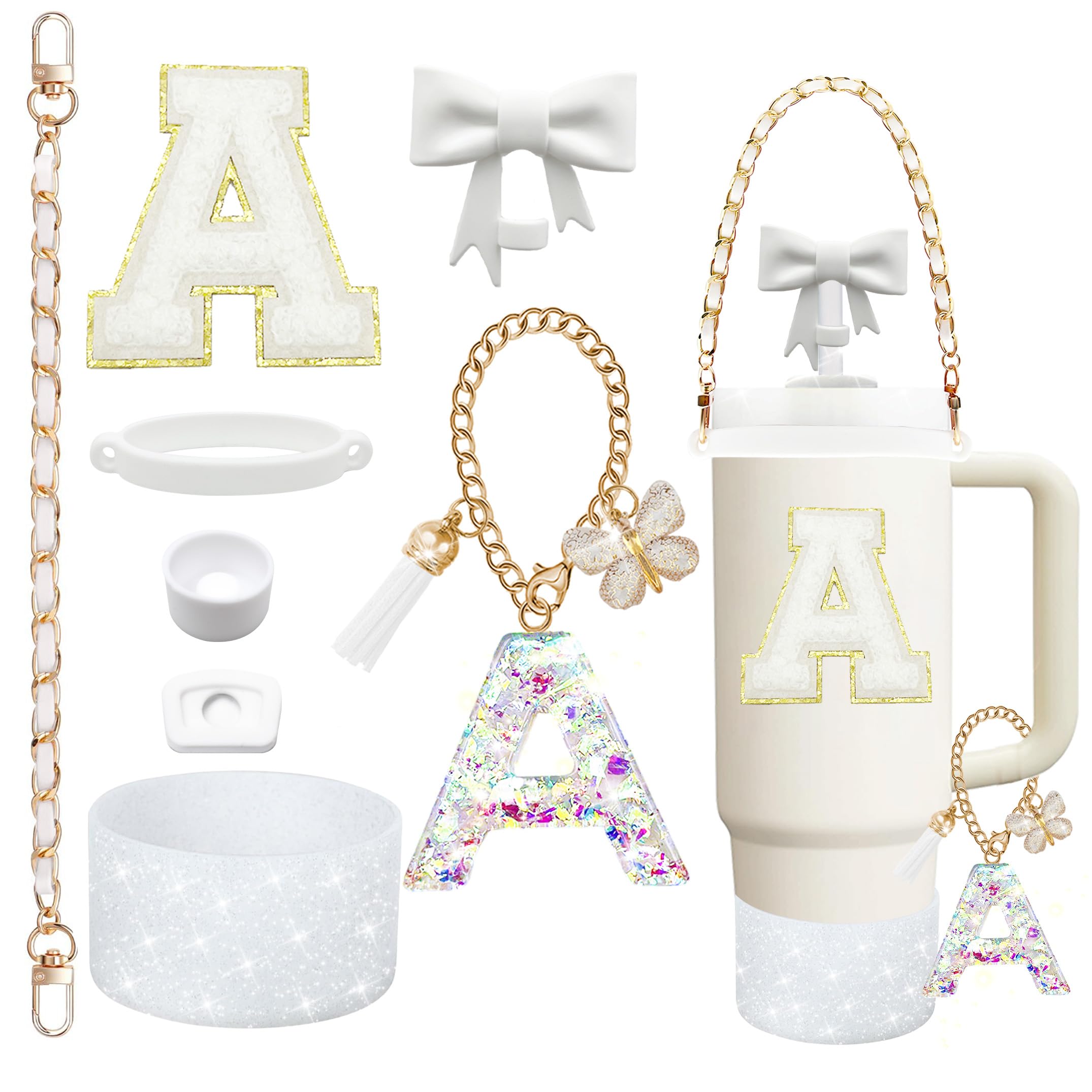 8PCS Stanley Cup Accessories Set for Stanley Cup 30oz 40oz Tumbler with Handle,Including Straw Topper Cover Cap and Boot,Spill Proof Stopper,Handle