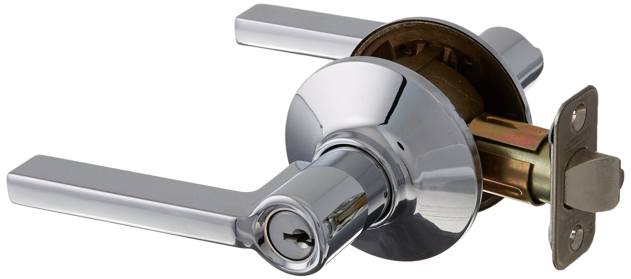 Schlage F80-LAT Latitude Depo Kapı Kolu Seti F-Serisi, Parlak Krom