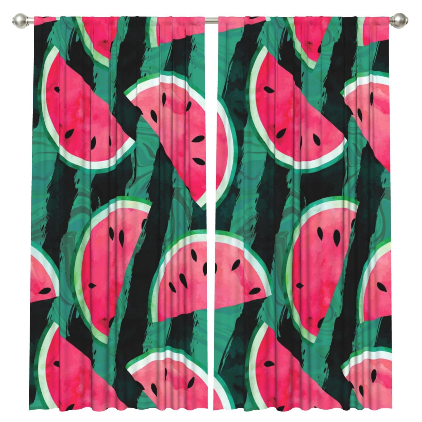 InOmak Summer Watermelon Cool, 2 Panels Window Curtains 52 x 84 Inch Blackout Curtains for Living Room Bedroom
