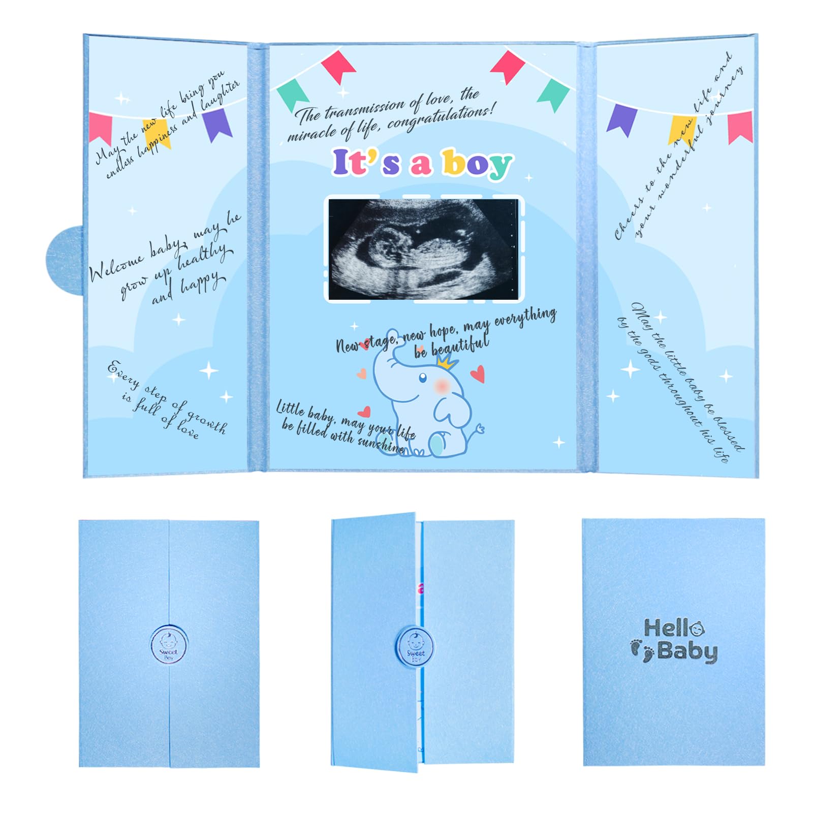 TUADAJI Baby Shower Decorations,Baby Shower Guest Book Alternative,Cute Elephant Baby Shower Signature Board with Picture,18