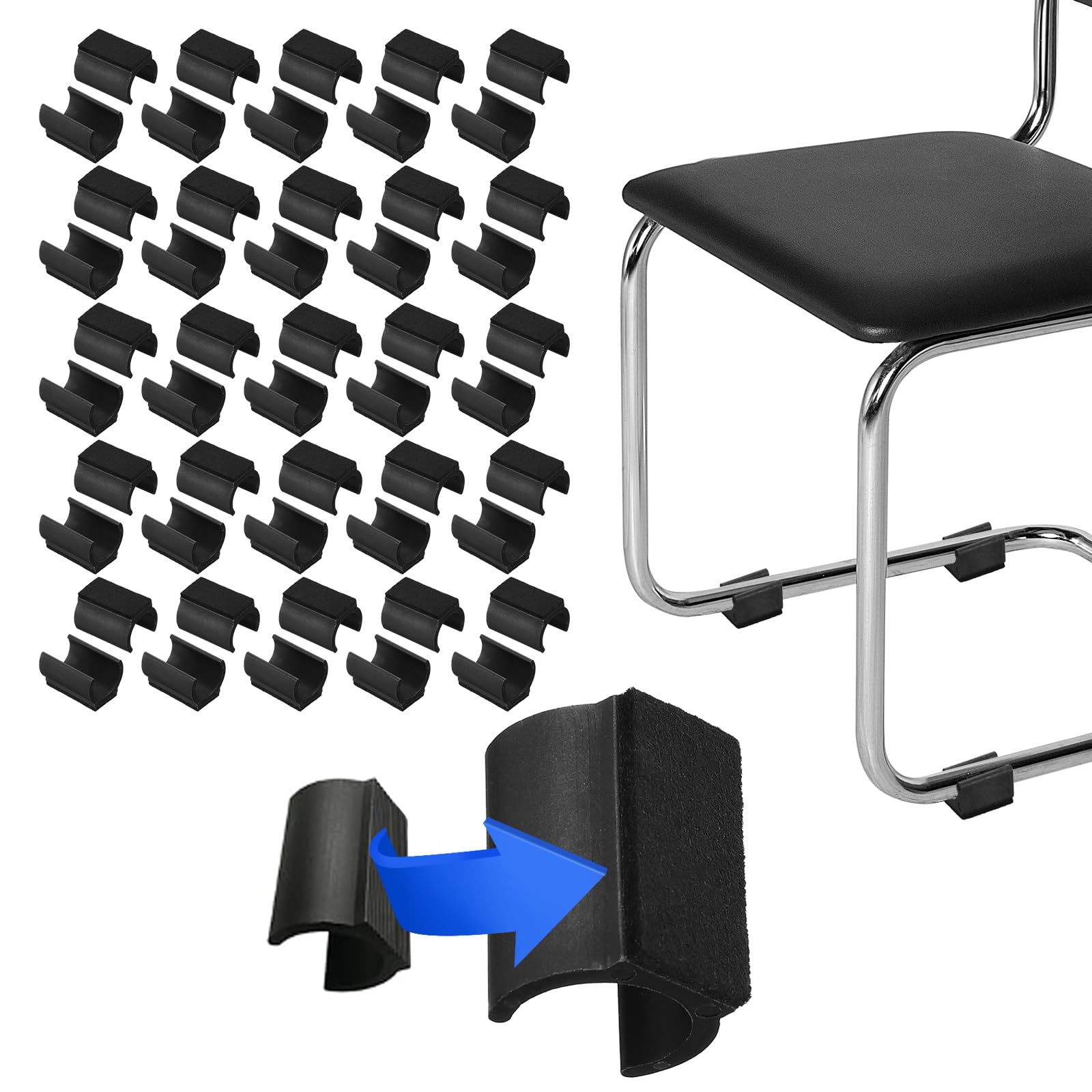 PATIKIL Rectangle U Shaped Chair Leg Tips Caps with Felt Pads
