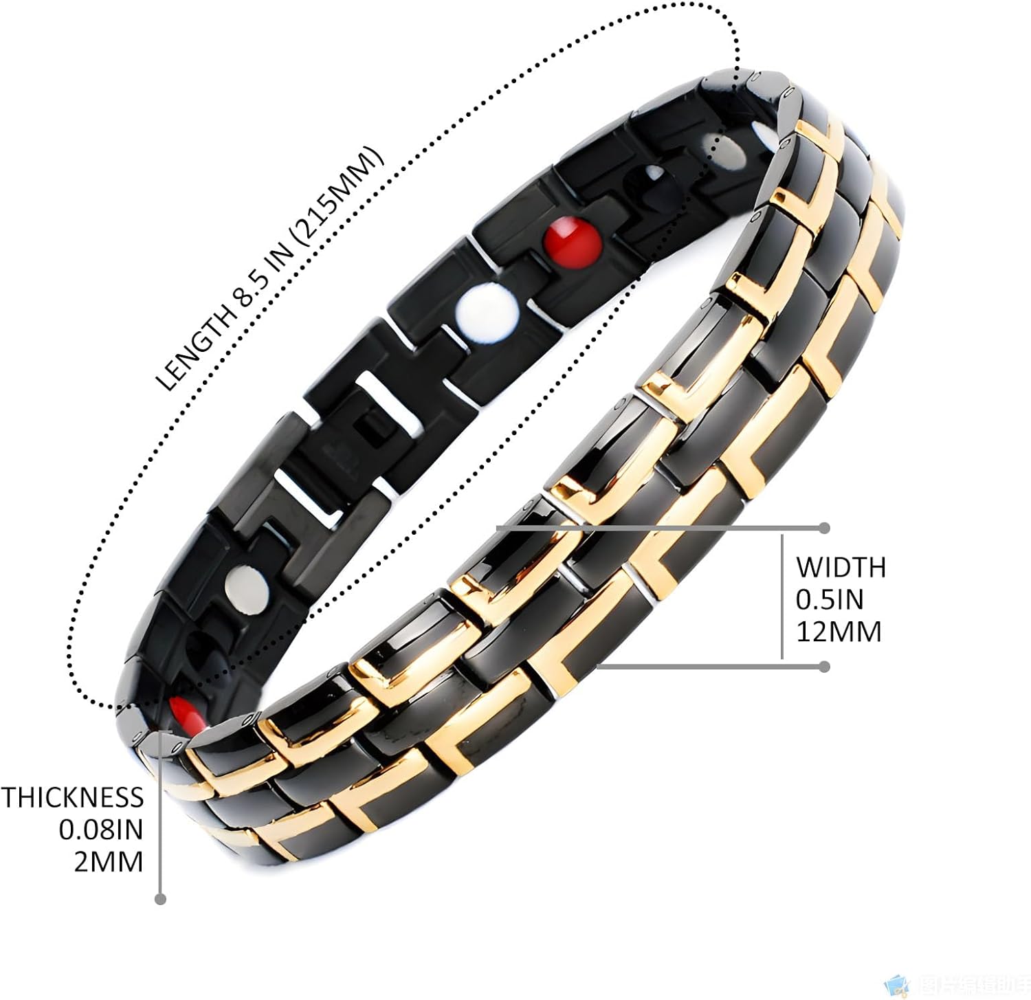 Emmori Stainless Steel Magnetic Therapy Bracelet For Men Women & Adjustable Length with Sizing Tool & Retro Bracelet Jewelry - Image 2