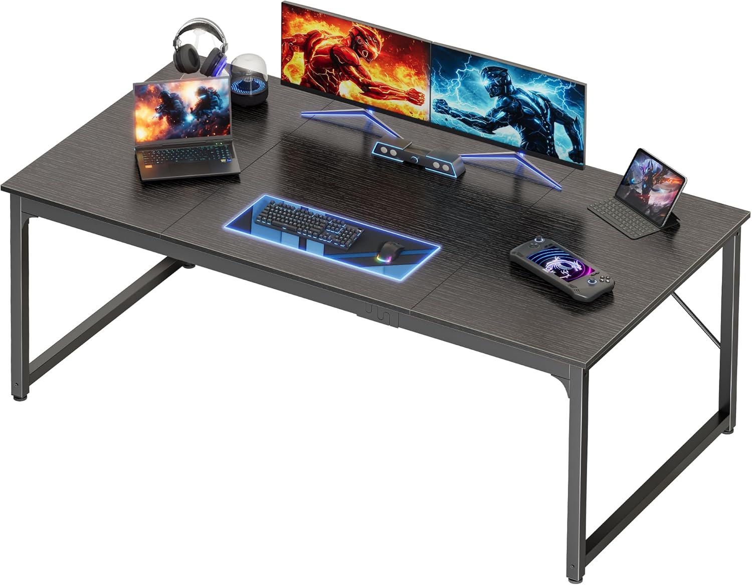 PRAISUN 63 X 29.5 Inch Computer Desk with Deeper Desktop, Gaming Office Writing Work Desk for Home Office, Study, Bedroom, Work from Home, Metal Frame, Black Black 63*29.5inch