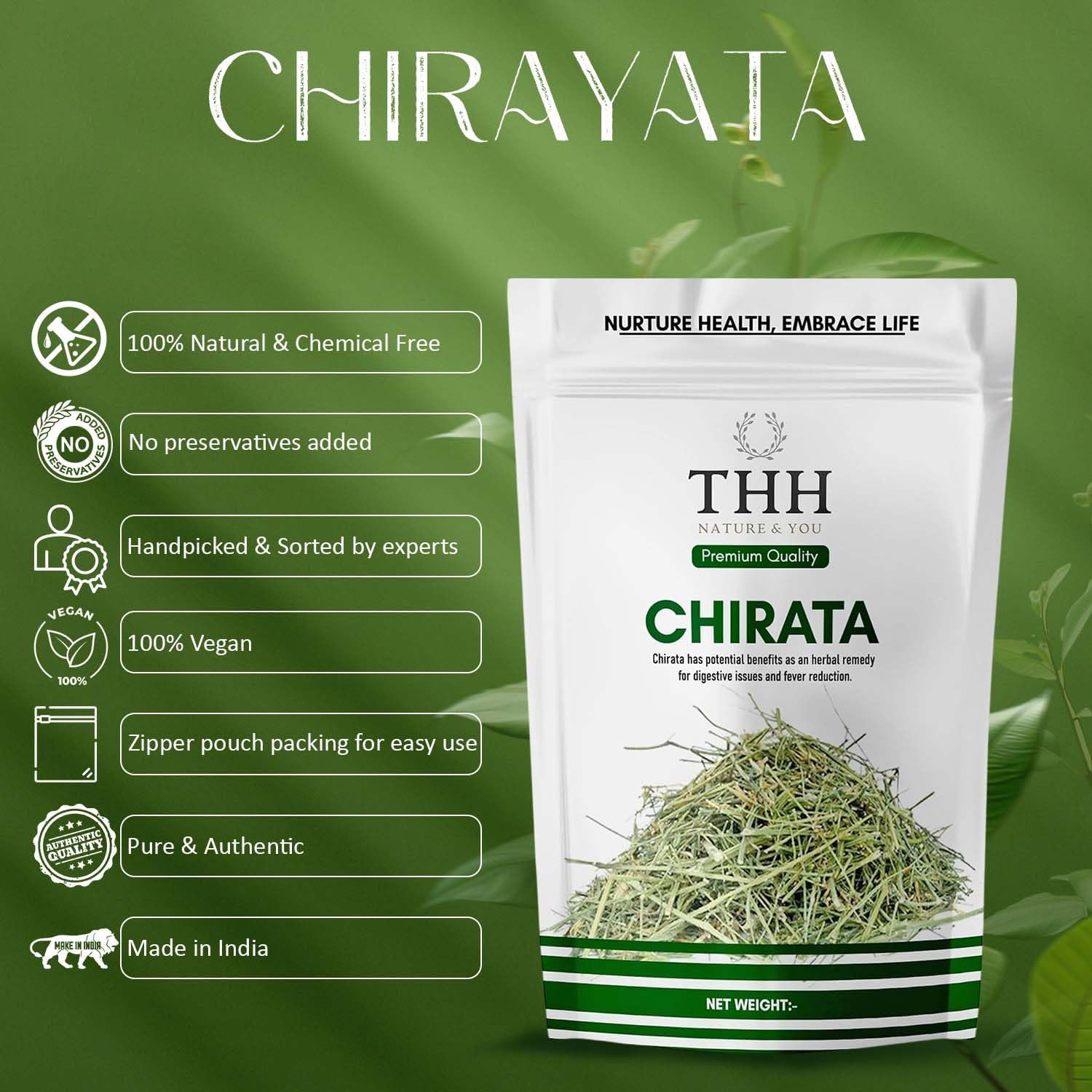 THH Kirayata Chirayata - 400gm | Natural and Organic Bitterstick Chirata | Pure Chiravata Herb | For Immunity Building and Stomach Problems | Bhunimba Herb Loose Leaves 2