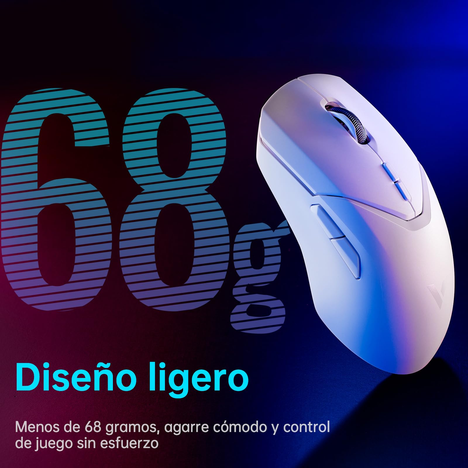 Rapoo VT9Pro Ratón Gaming Inalámbrico, Sensor Paw 3398, 26000 dpi, 1 ms Respuesta, Súper Ligero, hasta 160 Horas de Batería, 10 Botones Programables, Memoría Integrada, Blanco