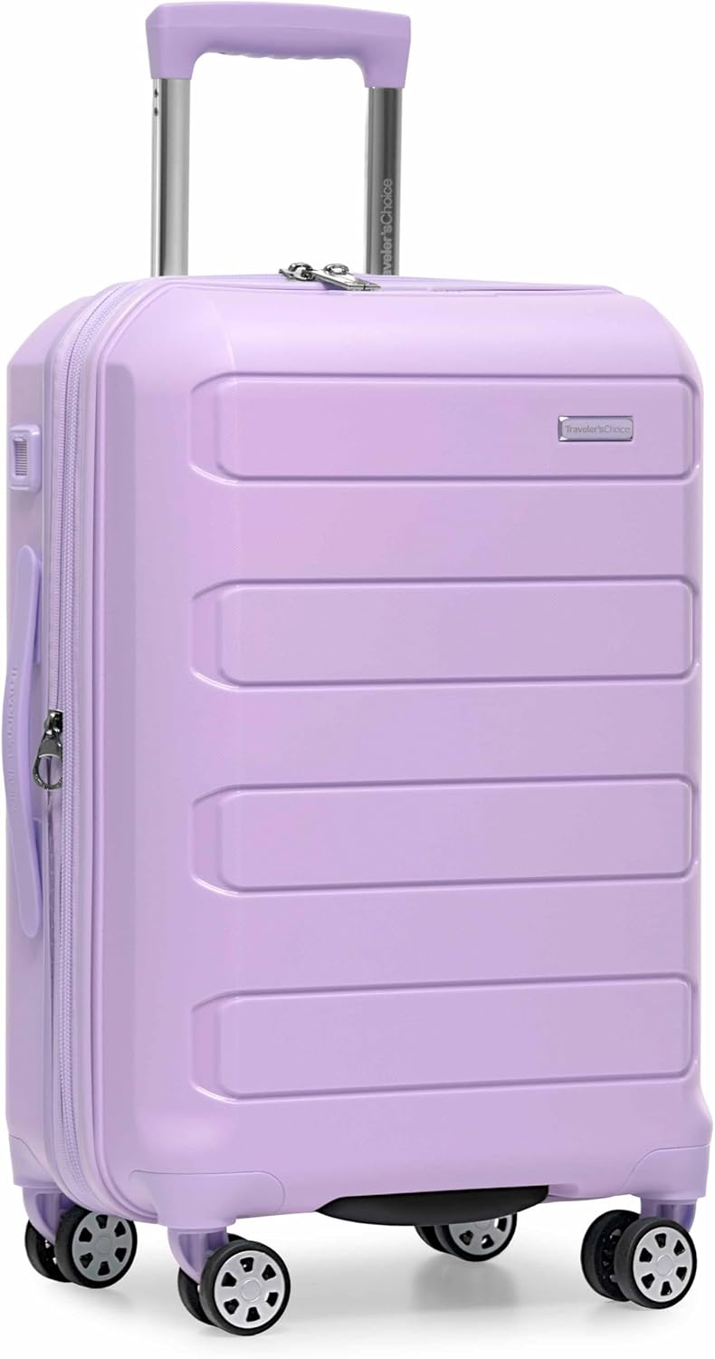 Product image of Traveler's Choice Pagosa Indestructible Hardshell Expandable Spinner Luggage, Lavender, 22-Inch Carry-on