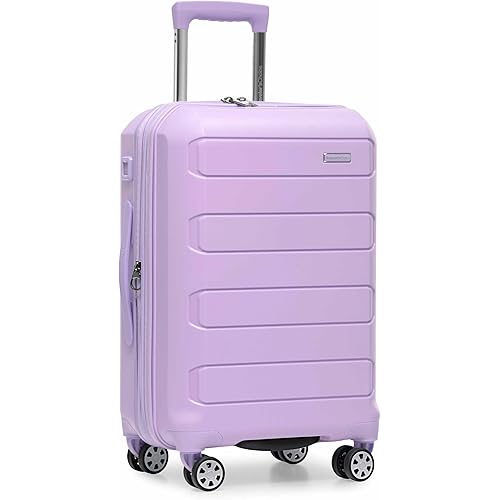 Traveler's Choice Pagosa Indestructible Hardshell Expandable Spinner Luggage, Lavender, 22" Carry-on