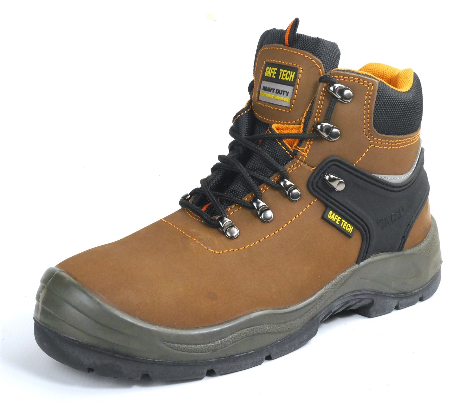 SafeTechBrown Leather Toecap Midsole S1P Safety Work Boots