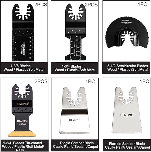 Miniatura 2 de HEMUNC 118 cuchillas oscilantes para herramientas kit de accesorios de cuchillas de sierra multiherramienta oscilantes
