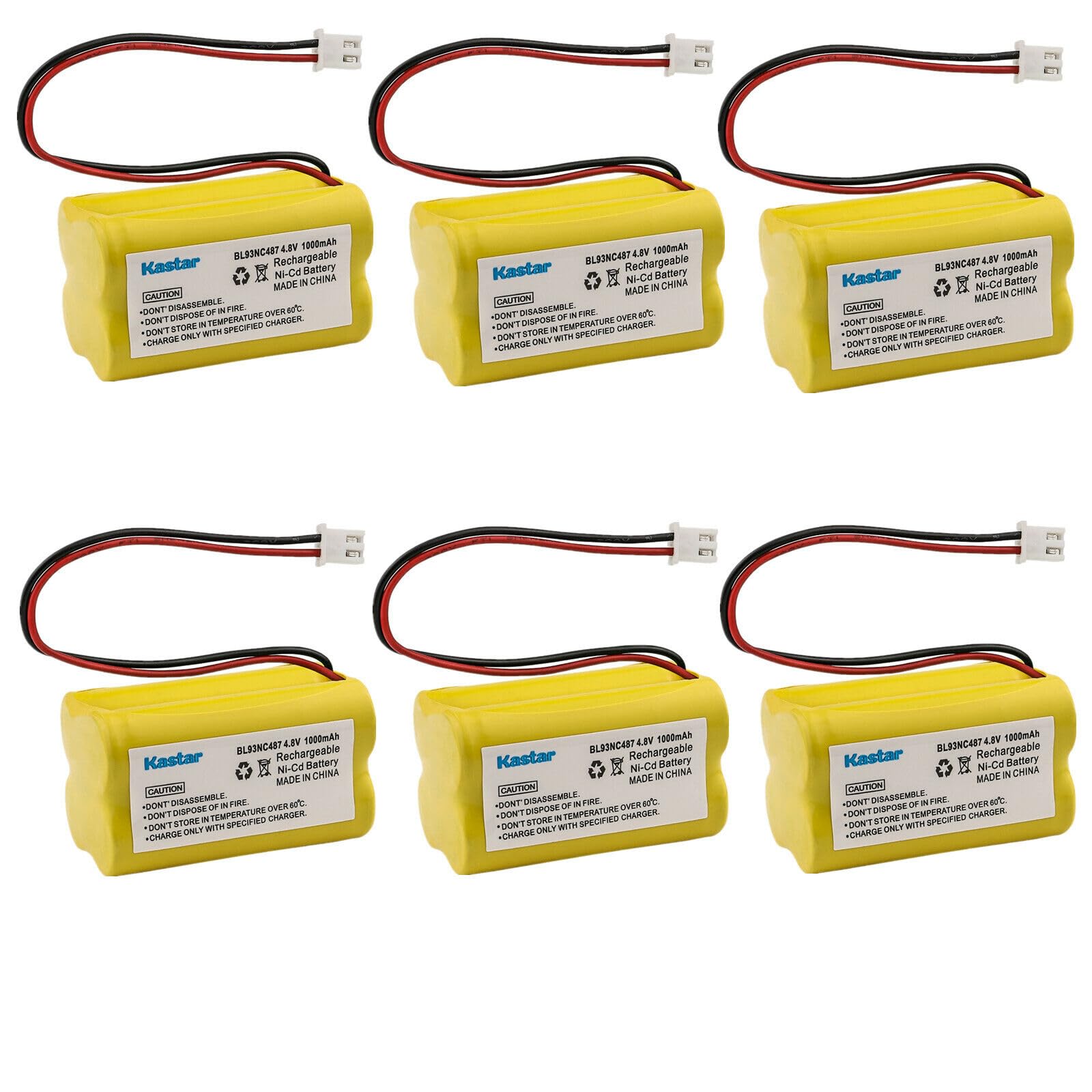 Kastar 6-Pack BL93NC487 Ni-CD Battery 4.8V 1000mAh Replacement for Simkar 6600012, Cooper Industries 6200-RP 6200RP, Exit Light Co ELR-G ELR-R LEDG3B