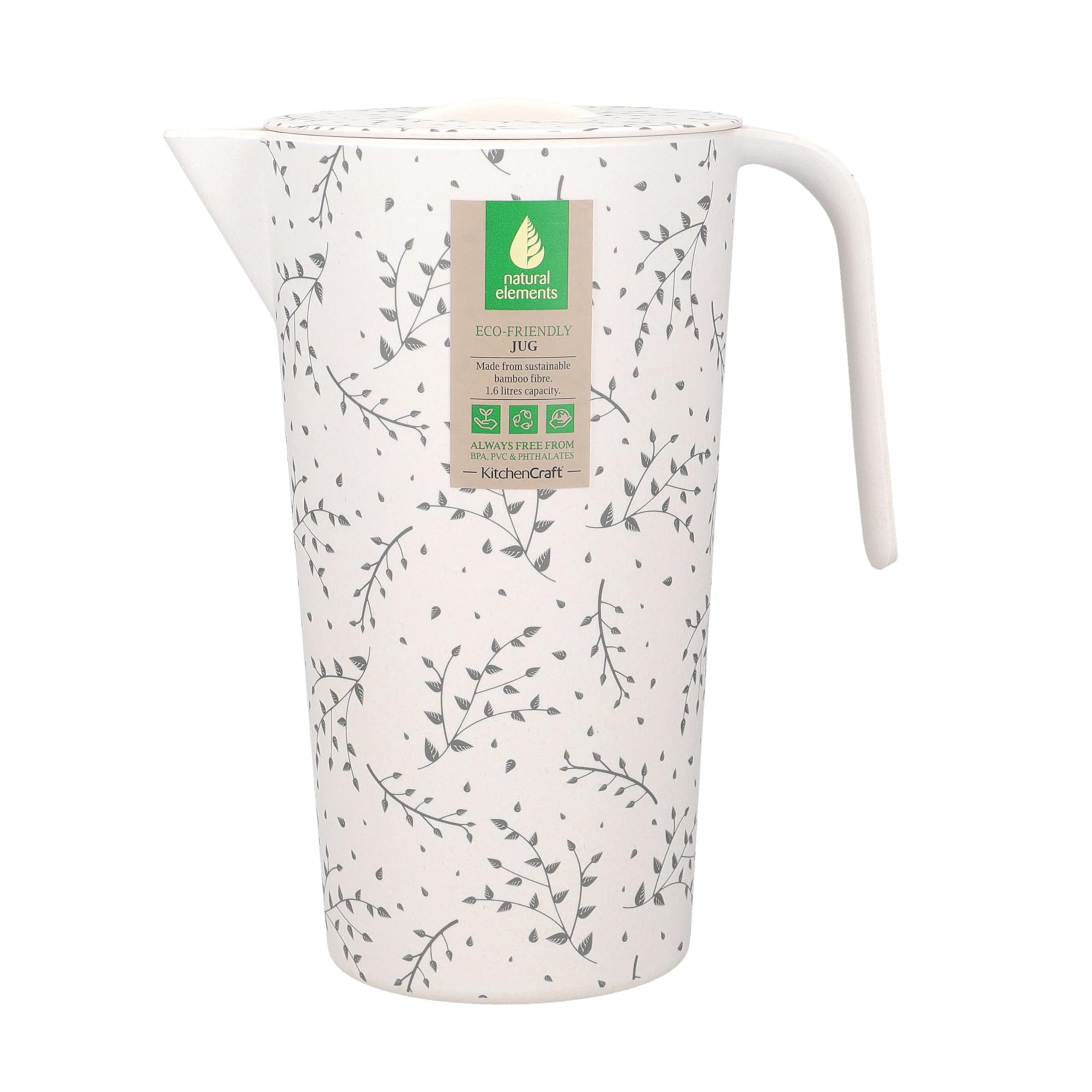 Natural Elements Jarra de plástico reciclado, 1,6 L