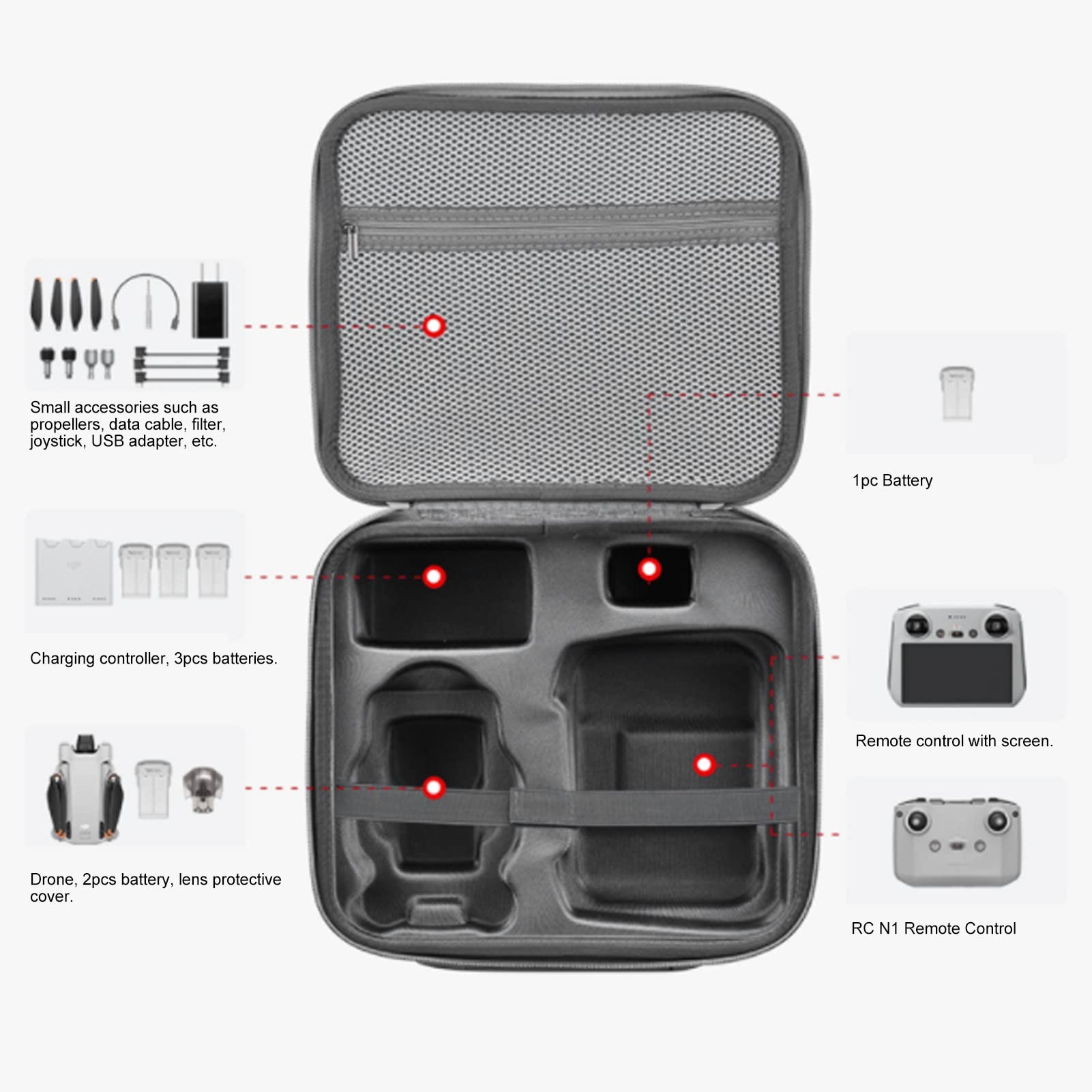 Custodia di trasporto per Drone, scatola di immagazzinaggio, custodia rigida, borsa a tracolla di grande capacità per Mini 3 Pro