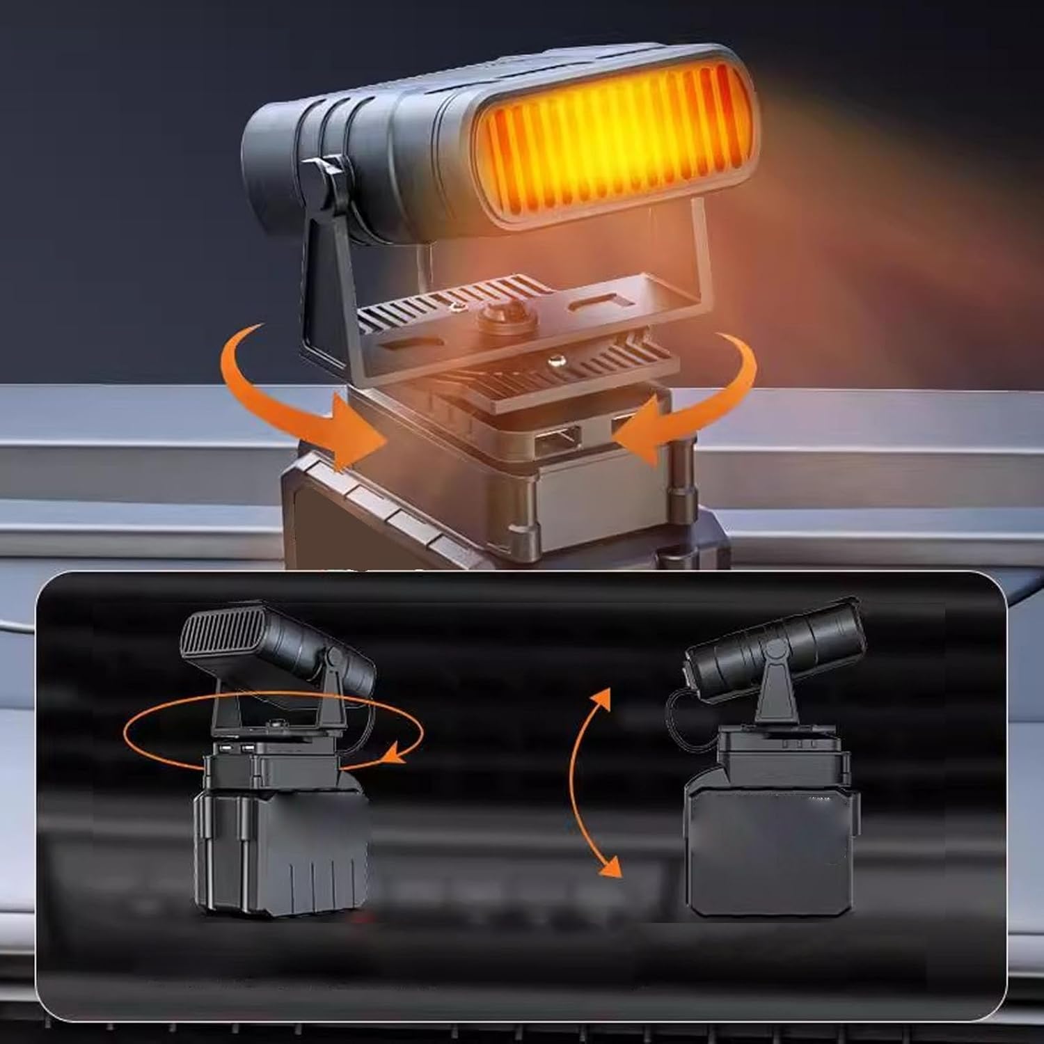 GOWENIC Car Heater, 170W Fast Car Heater with Hand Warming and Space Heating, Battery Powered, Portable Windshield Defogger for Vehicle Indoor