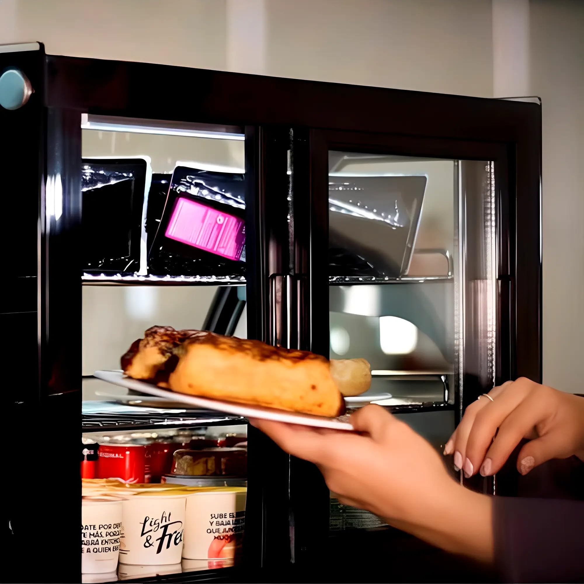 MBH – Vetrina refrigerata compatta professionale da banco, 100 litri, per la ristorazione. Frigorifero espositivo industriale da tavolo a 3 ripiani per bar, caffetteria e pasticceria.