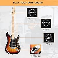 Vista 45 de GLARRY Full Size Electric Guitar for Music Lover Beginner with 20W Amp and Accessories Pack Guitar Bag (White)