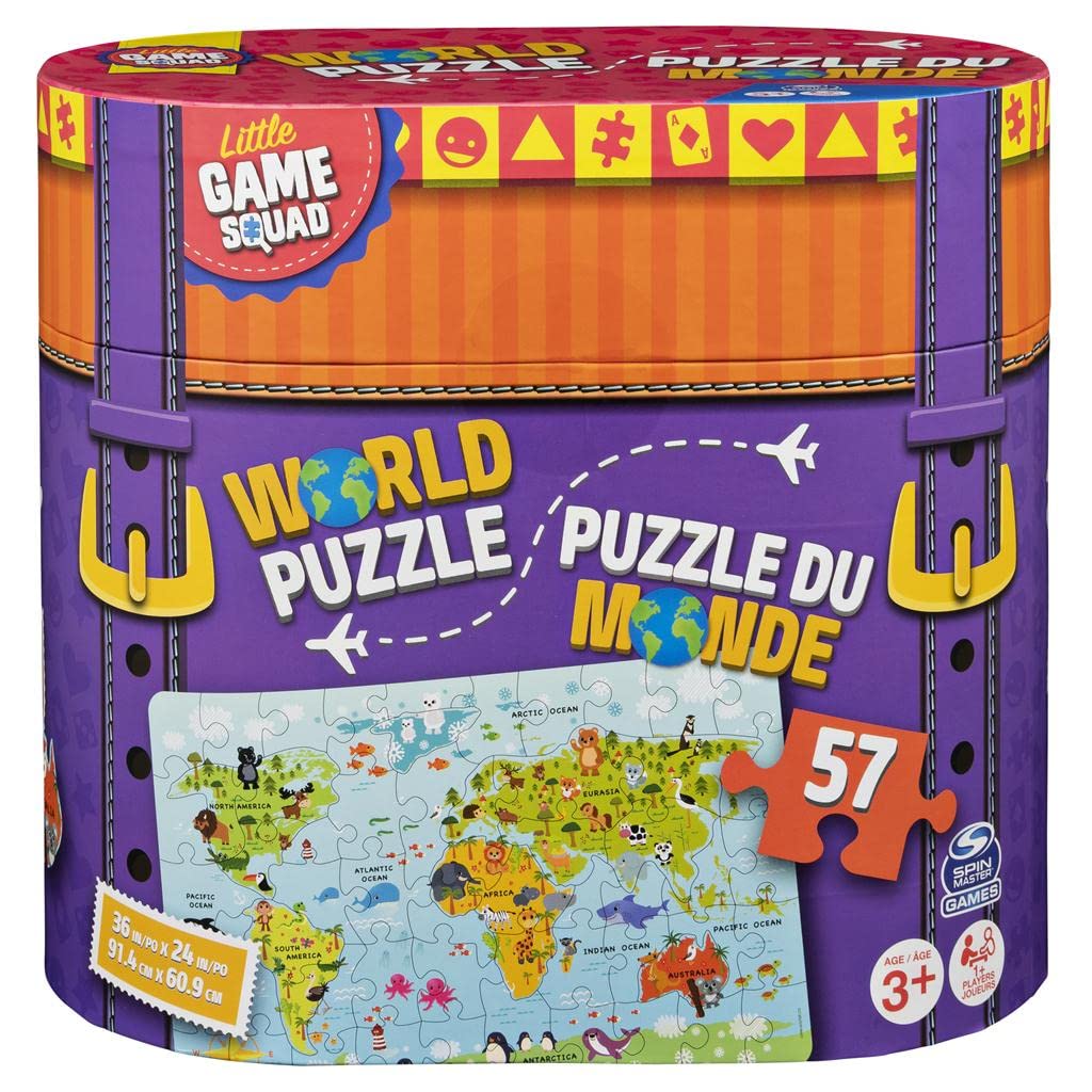 Spin Master 57-Piece World Jigsaw Puzzle, for Families and Kids Ages 3 and up