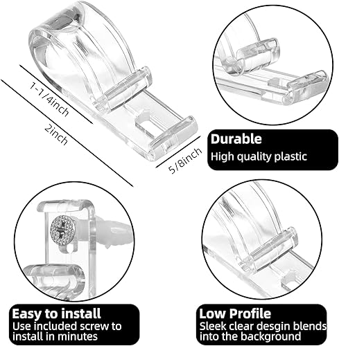 Miniatura 2 de Barydat Cortina de cadena de seguridad transparente y guía de cable, clip en P, soporte para cable ciego, gancho de fijación, dispositivo de tensión