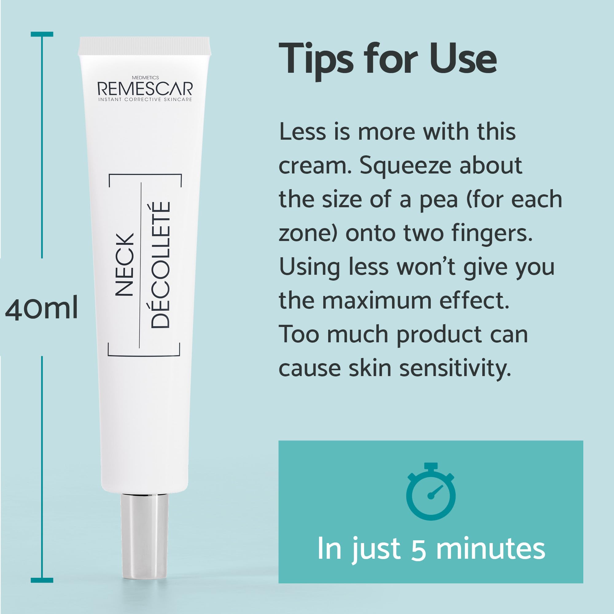 Remescar Neck and Décolleté Cream 40ml, Reduces Wrinkles & Sagging - Image 3