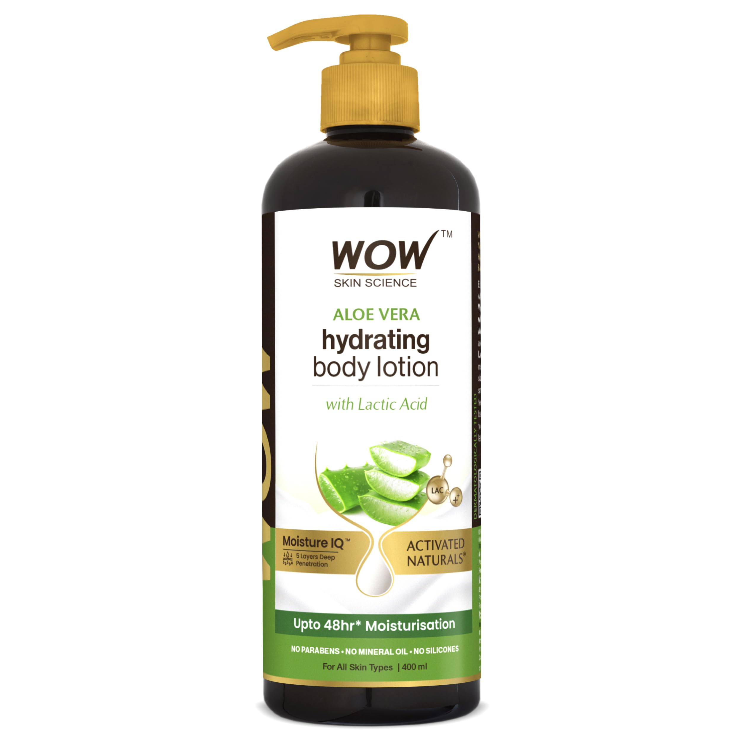 WOW Skin Science Aloe Vera Body Lotion for Ultra Light Hydration - All Skin Type - 400ml