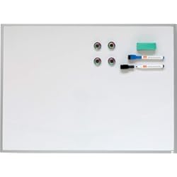 Paneles Imantados Para Azulejos Nobo Pizarra Magnética Pequeña de Pared, Marco de Aluminio, Borrado en Seco, Para Casa y Oficina, Incluye Rotuladores, Imanes, Almohadillas de Montaje y Borrador, 585 x 430 mm, A2, Blanco, 1903777