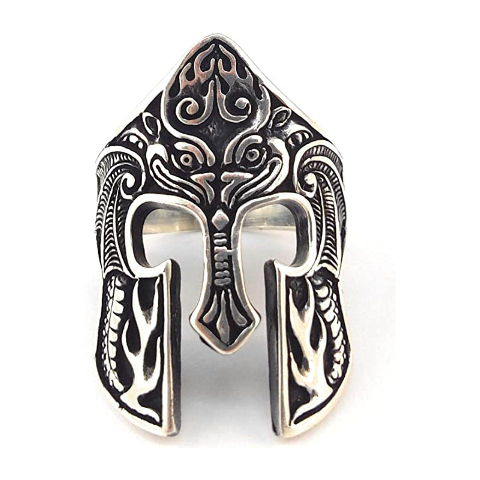 HCMA Classic Spartan Mask Warrior Ring Scandinavian Ring Viking Totem Mask Amulet Ring Men's Vintage Jewelry Gift