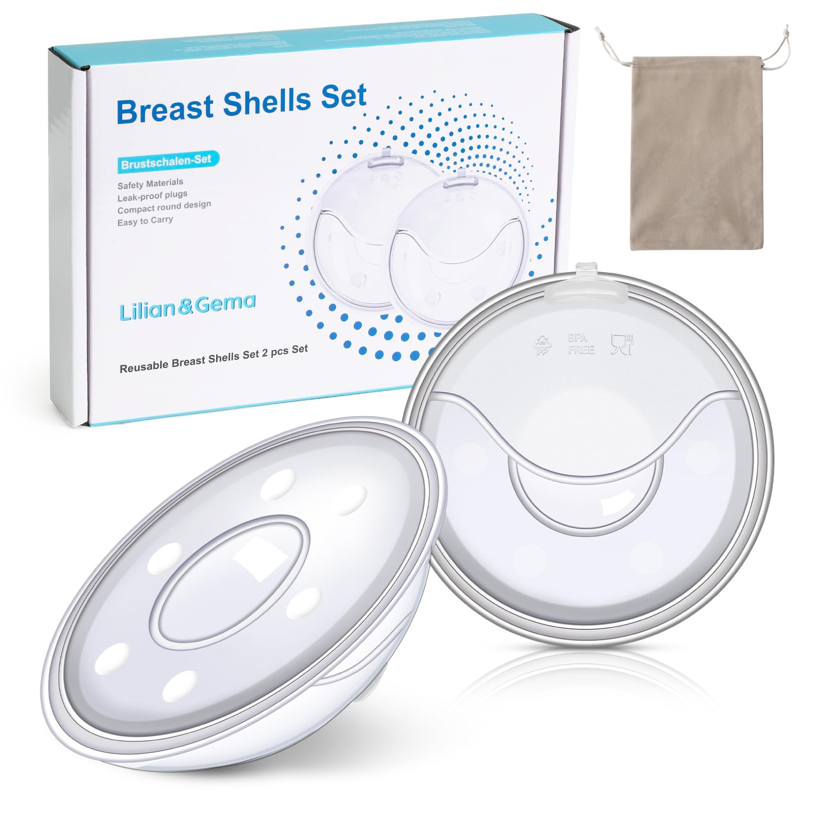 Breast Milk Collector, 2 x 30ml Milk Collection Shells, Milk Let Down Catcher, Soft Silicone, Massage Design, Leak Protection, Save Breastmilk, Reusable, BPA-Free