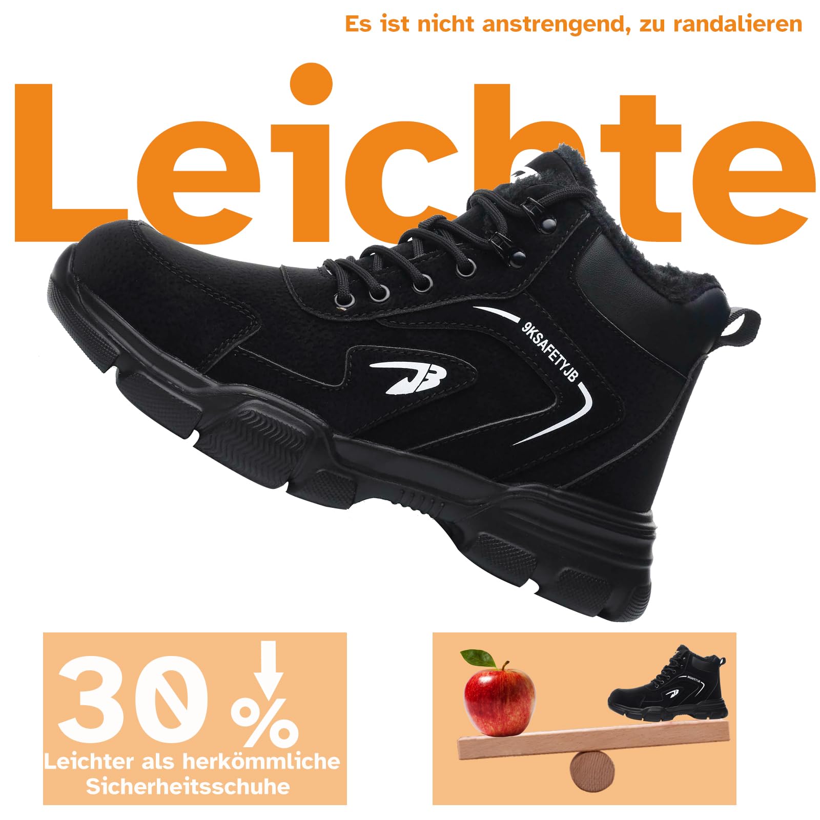 Zapatos de Seguridad de Invierno Impermeables Zapatos de Trabajo para Hombre Mujer Botas de Seguridad Ligeros Antideslizantes con Forro Cálido Punteras de Acero